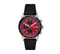 Orologio Uomo FOSSIL SPORT TOURER FS6086 Chrono Pelle Nero Rosso