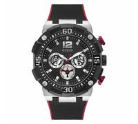 GUESS Men's Stainless Steel Quartz Watch with Silicone Strap, Black, 29 (Model: GW0264G1)