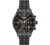 BOSS Orologio con Cronografo al Quarzo da Uomo Collezione AVERY con Cinturino in Acciaio Inossidabile Nero, 1514256, Black and Rose Gold