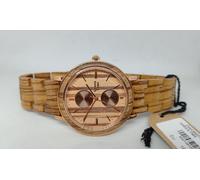 OROLOGIO UOMO LEGNO ZEBRANO,GREEN TIME,MOD.APPLE,CASSA 40mm,DATA,BRACCIALE LEGNO