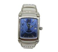 Orologio uomo Lorenz 025622CC Montenapoleone Swiss Made rettangolare sottile in acciaio quadrante blu