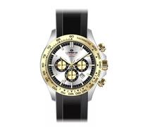 Orologio Uomo LORENZ 26176BB Chrono Silicone Nero Gold Dorato Sub 100mt