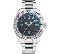 Nautica Orologio da polso uomo al quarzo sportivo bracciale e cassa in acciaio inox di colore grigio display analogico blu - NAPTDS005