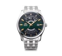 Orologio Uomo Orient Calendario Multiennale Meccanico Quadrante Verde Acciaio...
