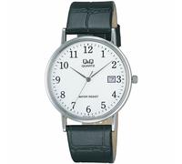 Q&Q Nero cinturino in pelle Data di vigilanza di modo BL04J304Y uomo