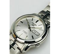 Orologio Uomo Seiko 5 Automatico Argento Quadrante Bianco Bracciale Acciaio...