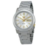 Orologio Uomo Seiko 5 Automatico Quadrante Argento Cinturino Acciaio Inox Dat...