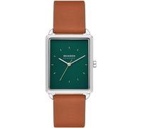 Skagen Orologio Hagen da uomo, movimento al quarzo a tre lancette con cinturino in acciaio inossidabile o in pelle, 36 mm, Cacao