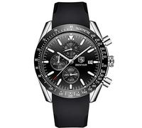 Orologio Uomo,Sport Impermeabile Multifunzionale Versione Coreana Dell'Orologio Da Uomo Di Marea In Silicone Con Guscio D'Argento Faccia Nera
