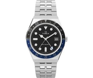 Orologio Uomo TIMEX Q DIVER GMT TW2V38100 Acciaio Nero Vintage SWISS MADE