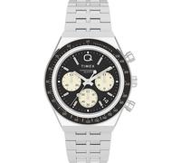 Orologio Uomo TIMEX Q DIVER TW2V42600 Chrono Bracciale Acciaio Nero Vintage