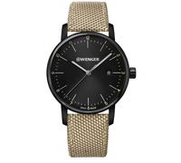 Orologio Uomo Wenger Urban Classic Quarzo Quadrante Nero Cinturino Nylon Beig...