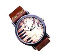Orologio vintage con cinturino in vera pelle per pianoforte e note musicali Design orologio al quarzo per le donne