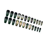 Orologio Vintage Disegni Gradienti Verde Nero Quadrato Lungo Coperture Piene Premere Su Unghie Per Le Donne Unghie Art Manicure 24Pieces Coffin Press On Nail
