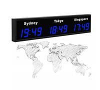 Orologio World Time Zones, Display Multi-Tempo Digitale a LED con Nomi Personalizzati della Città, Ideale per uffici, Hotel e spazi pubblici globali