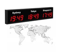 Orologio World Time Zones, Display Multi-Tempo Digitale a LED con Nomi Personalizzati della Città, Ideale per uffici, Hotel e spazi pubblici globali