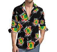 Oromo Liberation Front Flag Spades Ace Poker Camicia casual da uomo a maniche lunghe con bottoni stampati camicie vintage da spiaggia, Stile:, XS