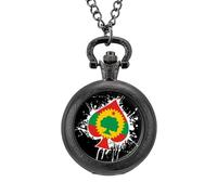 Oromo Liberation Front Flag Spades Ace Poker, orologio da taschino vintage, in lega, con ciondolo, collana regalo per uomo e donna, Stile nero, misura unica