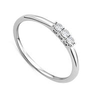 OROVI anello donna Oro 9Kt vero, con Diamanti - Oro Bianco - Gioielli donna - Gioiello Ipoallergenico - anello trilogy fatto a mano con elegante scatola portagioie