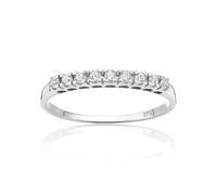 OROVI Anello Donna Oro Bianco 9KT 375, Anello Eternity con Zirconi Ct 0,22, Fede Elegante in Oro Vero, Gioielli Donna Anallergici, Anello Fidanzamento Eternity Fatti a Mano con Scatola Portagioie