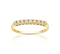 OROVI Anello Donna Oro Giallo 9KT 375, Anello Eternity con Zirconi Ct 0,22, Fede Elegante in Oro Vero, Gioielli Donna Anallergici, Anello Fidanzamento Eternity Fatti a Mano con Scatola Portagioie