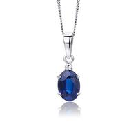 Orovi collana donna Oro 9Kt vero, con un Diamante e uno Zaffiro - Oro Bianco - Gioielli donna - Gioiello Ipoallergenico - ciondolo fatto a mano con elegante scatola portagioie