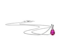 Orovi collana donna Oro 9Kt vero, Gocce, con un Rubino - Oro Bianco - Gioielli donna - Gioiello Ipoallergenico - ciondolo fatto a mano con elegante scatola portagioie