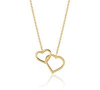 OROVI collana donna Oro 9Kt vero, Oro Giallo - Gioielli donna - Gioiello Ipoallergenico - ciondolo Cuore fatto a mano con elegante scatola portagioie