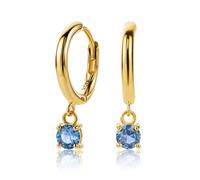 Orovi Orecchini Donna Argento 925 placcati oro 18kt Orecchini a Cerchio con Spinelli blu, gioiello anallergico confezionato in un elegante astuccio portagioie