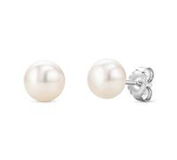 Orovi Orecchini Donna Argento 925 Rodiato con Perle Coltivate d'Acqua Dolce. Orecchino a Lobo Classico anallergico, Chiusura con perno passante e farfalla.