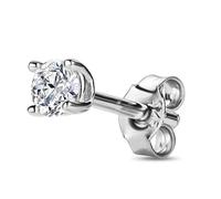 Orovi Orecchini Donna/Orecchino Uomo Argento 925, Mono Orecchino a Lobo con Moissanite Ct 0,50, Piercing Orecchio Anallergico in Scatola Portagioie