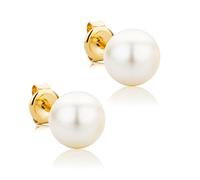 Orovi orecchini donna Oro 9Kt vero, con Perle d'acqua dolce - Oro Giallo - Gioielli donna Ipoallergenici - Orecchini perle fatti a mano con elegante scatola portagioie