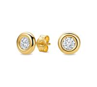 Orovi Orecchini Donna Uomo Oro Giallo 9K 375, Punto Luce con Diamanti Ct 0,50, Orecchini a Lobo, Confezionati in Elegante Scatola Portagioie, Gioielli Donna Anallergici
