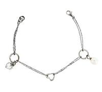 Orphelia Bracciale da donna in argento 925 rodiato cristallo taglio a cuore perla sintetica bianca 19 cm - ZA-1813, 19 cm, Argento sterling, cristallo Perla