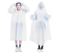 Orrdiffi 2 Pezzi Poncho Antipioggia Impermeabile Riutilizzabile Mantella Poncho Antipioggia con Cappuccio Adatto a Uomo e Donna,per Campeggio,Viaggi,Trekking,Pesca,Bianco