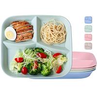 Orrdiffi Piatto Diviso in plastica con 3 Scomparti,4 pezzi, Piatto per controllo delle porzioni, 22 x 25 cm, per un’alimentazione Sana, Pranzo e Cena, senza BPA,lavabili in Lavastoviglie e Microonde