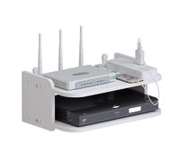 Orrdiffi Scatola Portaoggetti per Router WiFi,Porta Modem da Parete,Mensole da Muro Bianche a Doppio Strato per la Decorazione della Parete,per Router,Decoder via Cavo,Lettori DVD e Telecomandi-40 cm