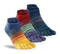 OrrinSports Calzini da punta per uomini donne calzini da corsa a righe calzini in cotone caviglia a cinque dita 3 paia