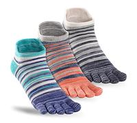 OrrinSports Calzini da punta per uomini donne calzini da corsa a righe calzini in cotone caviglia a cinque dita 3 paia