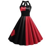 Orrore di Halloween Spaventoso 2023 Y22K Abito da Donna Halloween Cospaly Movie Perimeter Digital Print Strap Abito a Righe per Le Donne Costume A Contatto per Occhi Cosplay (Red, L)