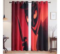 Orrore Halloween Tende Per Sala Da Pranzo - Riduzione del rumore Tende Termiche Isolanti con Occhielli, Rosso, 168L x 183A cm (2 Pannelli) 66"x72"