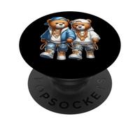 Orsacchiotti Hip Hop con catene d'oro PopSockets PopGrip Adesivo