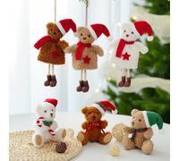 Orsacchiotti natalizi imbottiti con cappello, sciarpa e maglione di Natale, peluche morbidi in confezione multipla come regali per feste di Natale, laurea e altro (Orsacchiotto) Ciondolo orso bianco,C