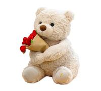 Orsacchiotto - Bambola morbida e tenera con bouquet di rose e 30 cm | Giocattolo Đe Cuscino D́e Peluche Dęe Animali Dé eluche | Orso é Pσeluche Đé Giocattolo Con Rose Rosse Per Adulti, Donne