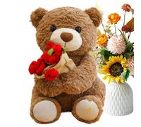 Orsacchiotto - Bambola morbida e tenera con bouquet di rose e 30 cm | Giocattolo Đe Cuscino D́e Peluche Dęe Animali Dé eluche | Orso é Pσeluche Đé Giocattolo Con Rose Rosse Per Adulti, Donne