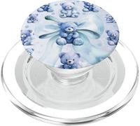 Orsacchiotto blu divertente con fiocco super carino cuore dell'amore PopSockets PopGrip per MagSafe