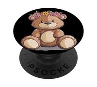 Orsacchiotto che porta un giardino di felicità PopSockets PopGrip Adesivo