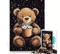 Orsacchiotto con cioccolata calda per adulti, puzzle da 1000 pezzi, gioco di logica pura, momento di pace, taglio netto, regalo sentito 38x52cm