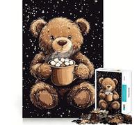 Orsacchiotto con cioccolata calda, puzzle da 1000 pezzi per adolescenti, gioco di allenamento mentale, gioco di gruppo, taglio di precisione, regalo per le festività 38x26cm