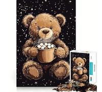 Orsacchiotto con cioccolata calda, puzzle da 1000 pezzi per adolescenti, gioco per esercitare la mente, momento di condivisione, taglio di precisione, pezzo da collezione artistica 50x75cm